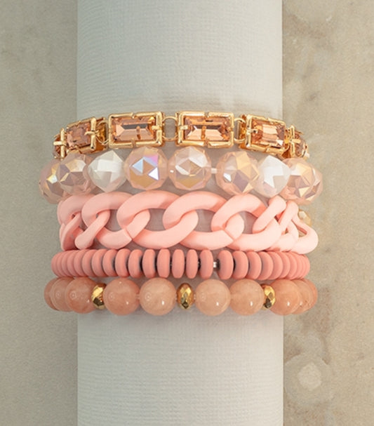 PINK IRIDESCENT BRACELET SET