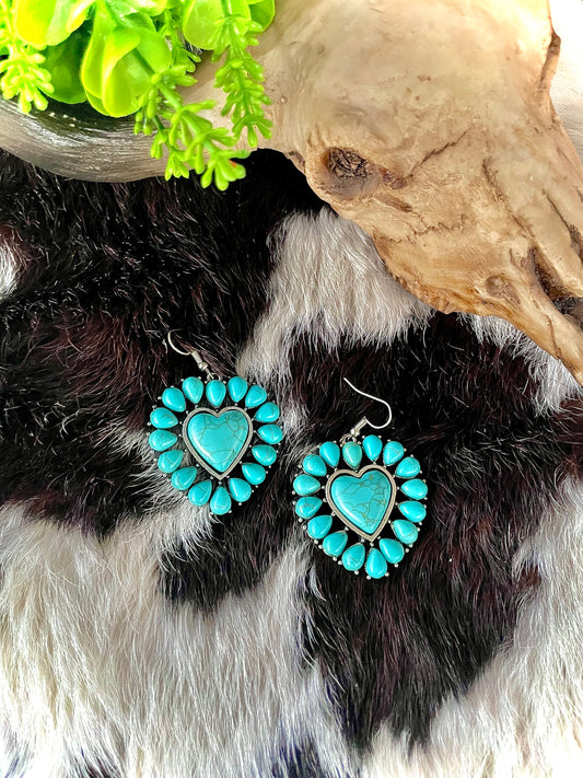 Turquoise Heart Earrings