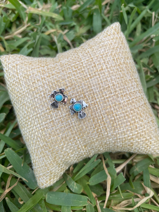 TURQUOISE THUNDERBIRD STUD EARRINGS