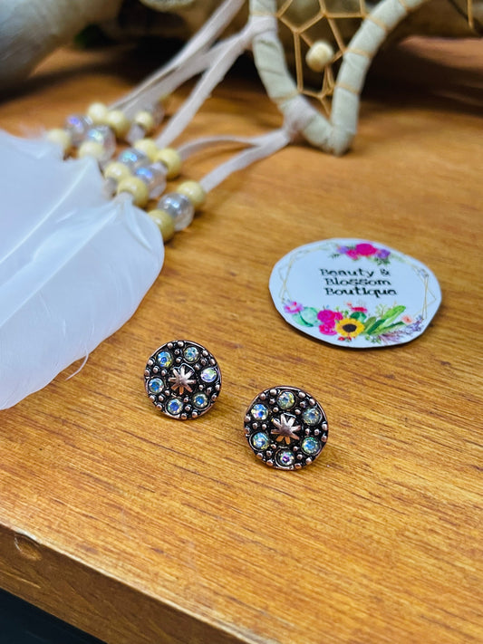 GONE WESTERN STUD EARRINGS- RHINESTONE