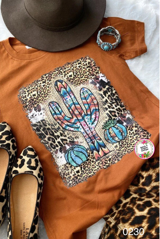 CACTUS TRIBAL W LEOPARD TSHIRT - 230