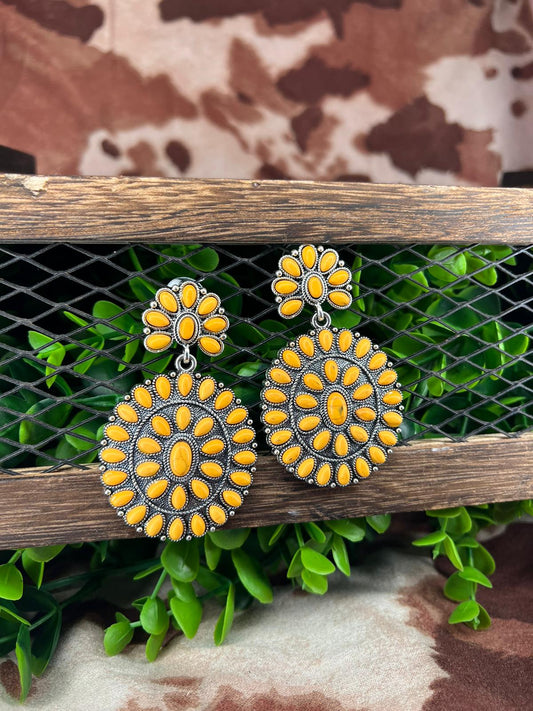 COWGIRL UP EARRINGS- YELLOW