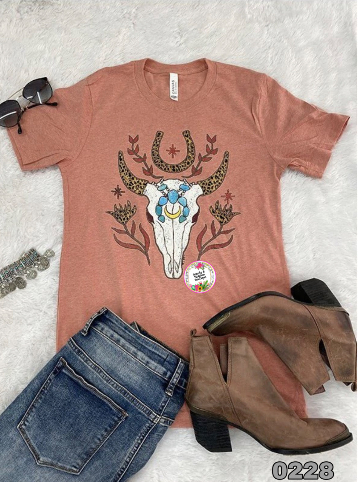 TURQUOISE STEER HEAD TSHIRT -228