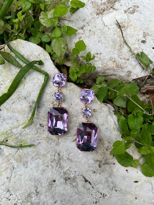 LILAC RHINESTONE EARRINGS