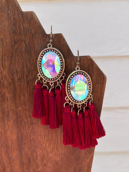 BEDAZZLED EARRINGS - RED MARRON