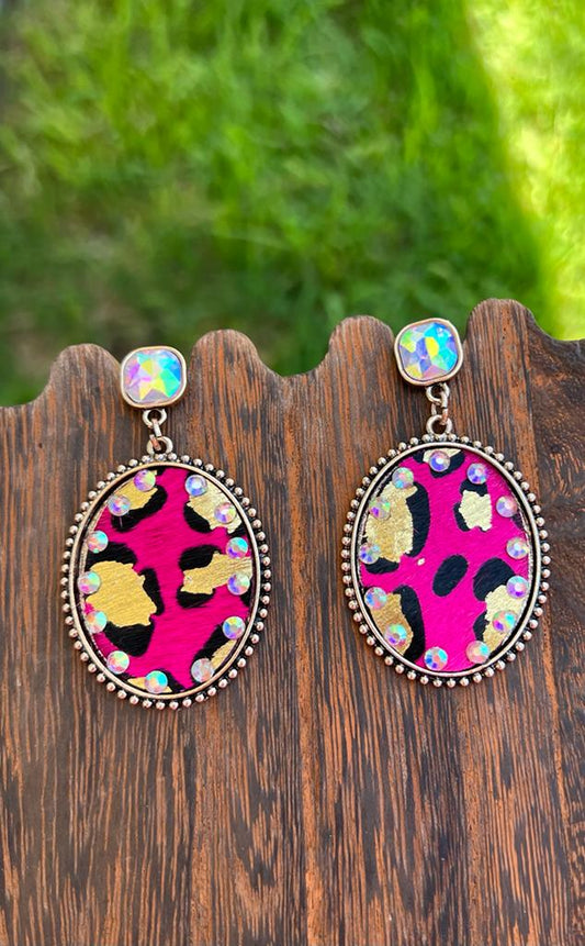 Animal Print Earrings- FUCHSIA