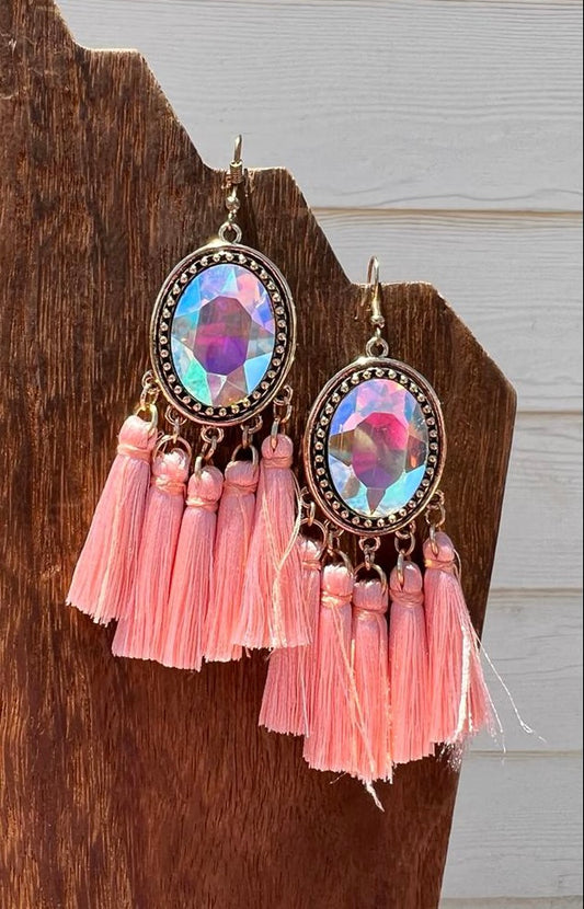 BEDAZZLED EARRINGS - PINK