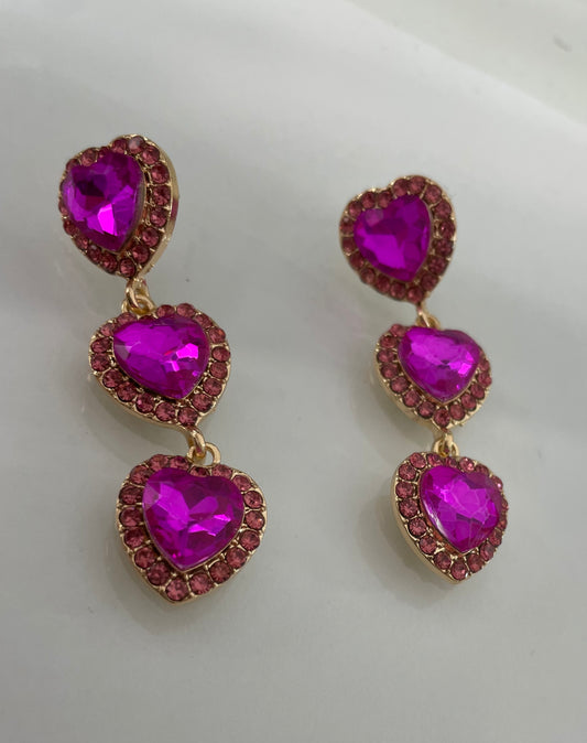 Fuchsia Heart Earrings