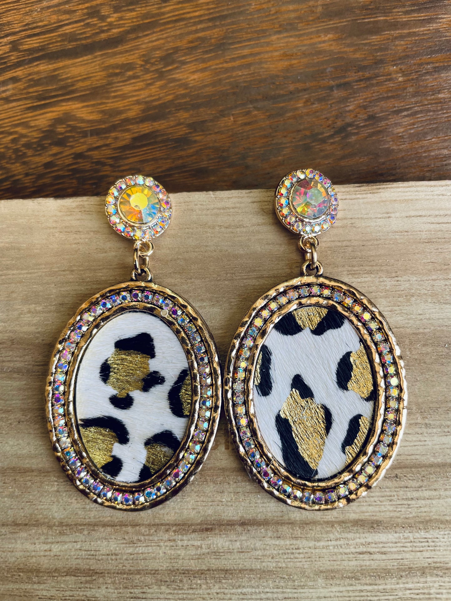 Animal Print Earrings (White)