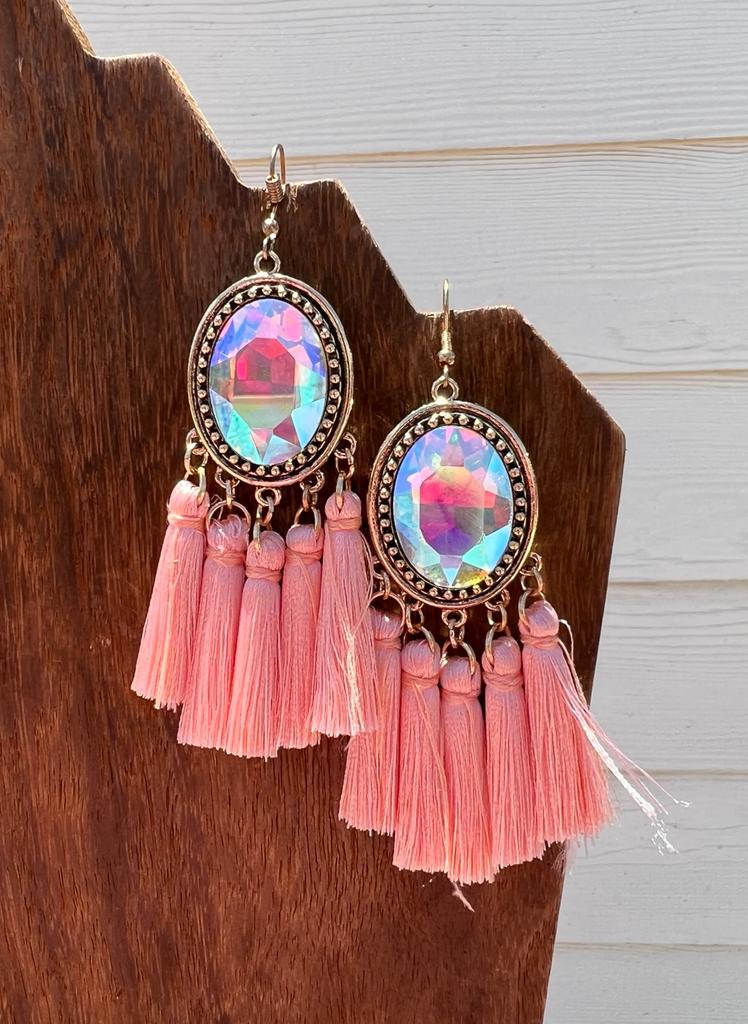 BEDAZZLED EARRINGS - PINK