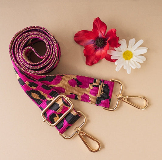 Animal Print Bag Strap- FUCSHIA