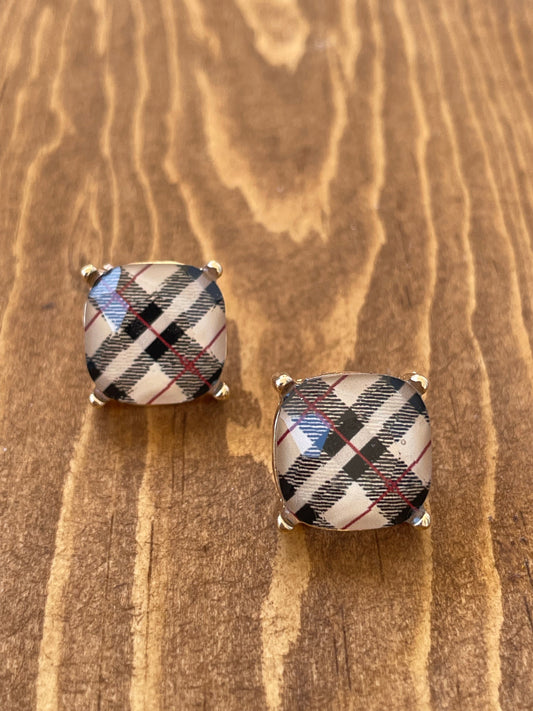 THE BERRY CHECKERED STUD EARRINGS